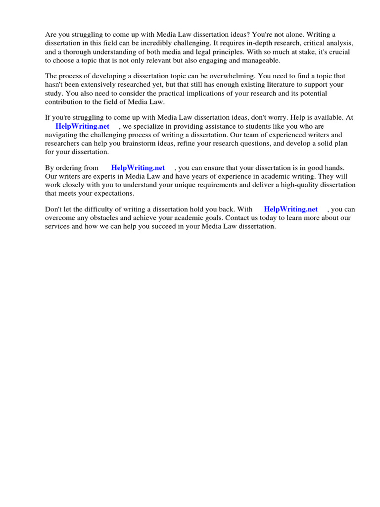 Media Law Dissertation Ideas | PDF | Popular Culture & Media Studies ...