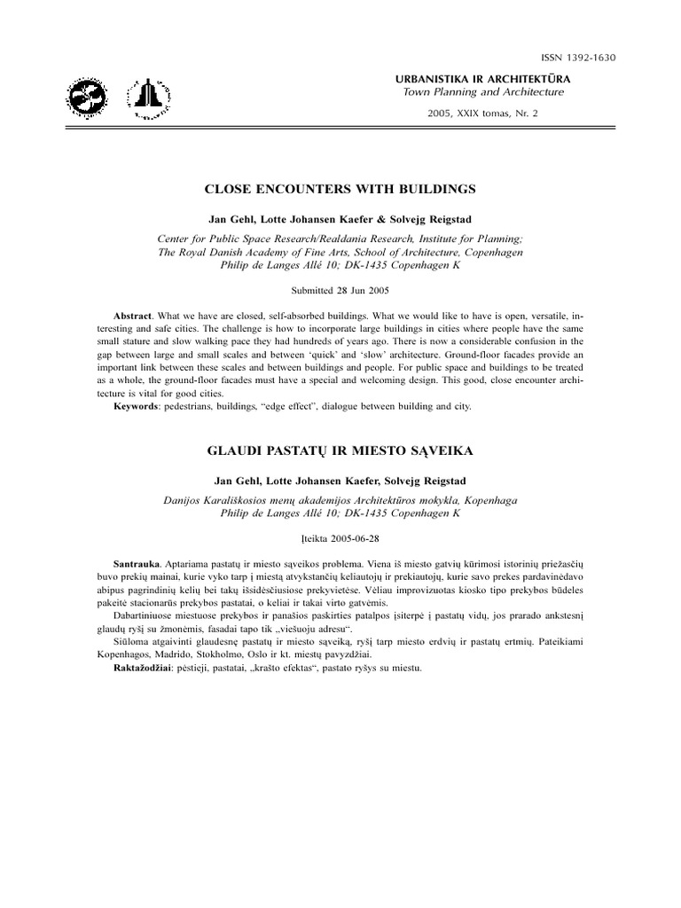 Close Encounters in Urban Design | PDF | Perception