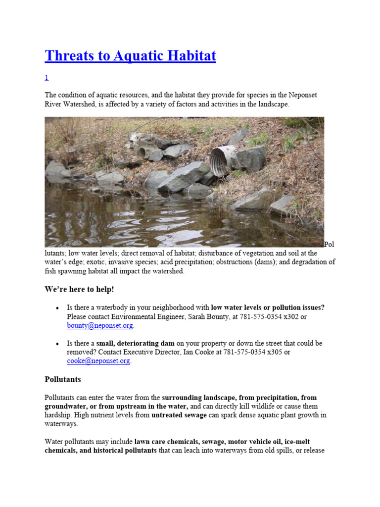 Threats To Aquatic Habitat | PDF | Water | Habitat