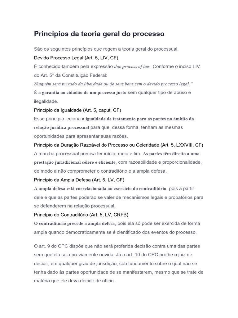 Princípios da Teoria Geral do Processo | PDF | Jurisdição | Juiz