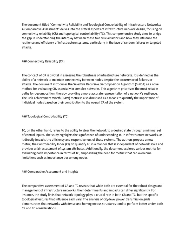 Infrastructure Network Reliability & Control | PDF | Reliability ...
