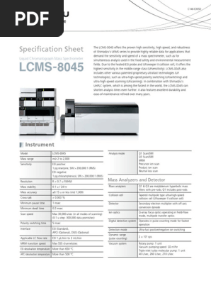 sHIMADZU - Specification Sheet - LCMS-8045 | PDF | Scientific