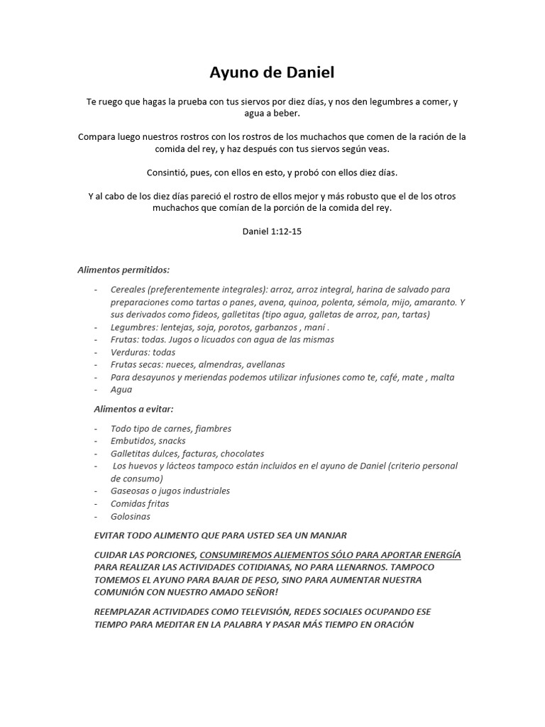 Ayuno De Daniel Pdf Galleta Cocinando