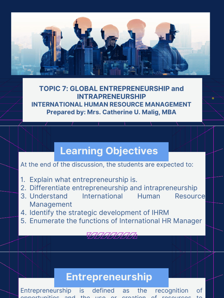 TOPIC 7 Entrepreneurship and Intrepreneurship International Human ...