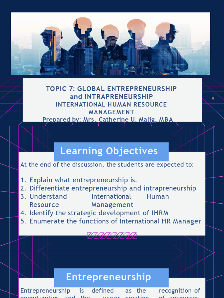 TOPIC 7 Entrepreneurship and Intrepreneurship International Human ...