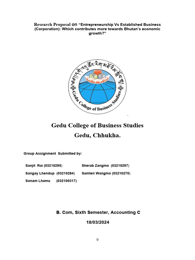 Final Research Proposal 2024 | PDF | Entrepreneurship | Economic Growth