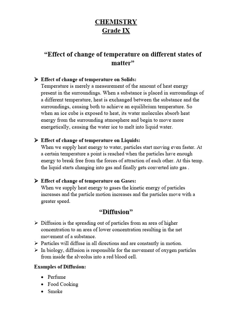 Effects of Change of Temperature | PDF | Diffusion | Temperature