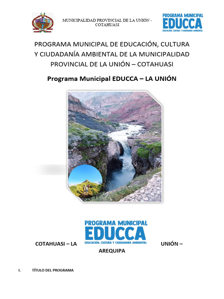 Programa EDUCCA: Educación Ambiental Cotahuasi | PDF | Entorno natural ...