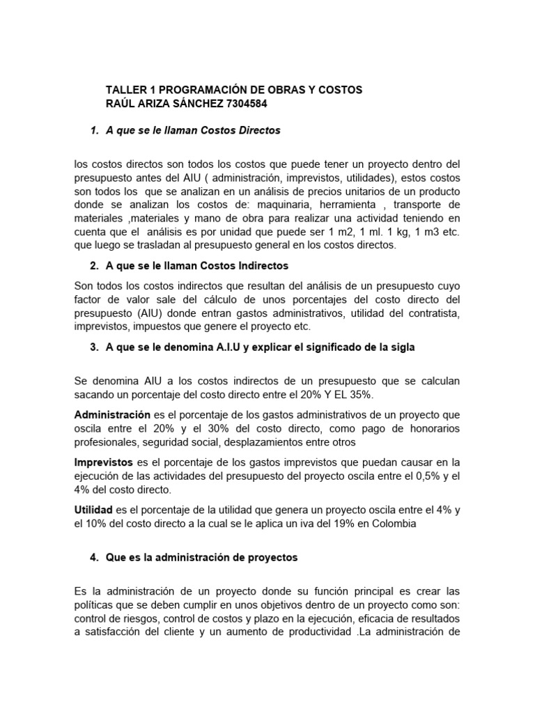 Costos en Proyectos de Construcción | PDF | Presupuesto | Economias