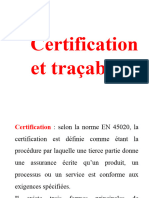 Certification Et Traçabilité