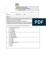 Evaluación Lectura Complementaria 5° 