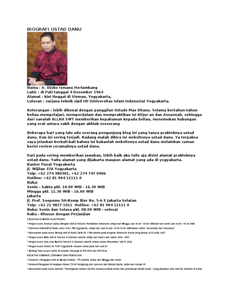 Analisa Penyakit Ala Ustad Danu