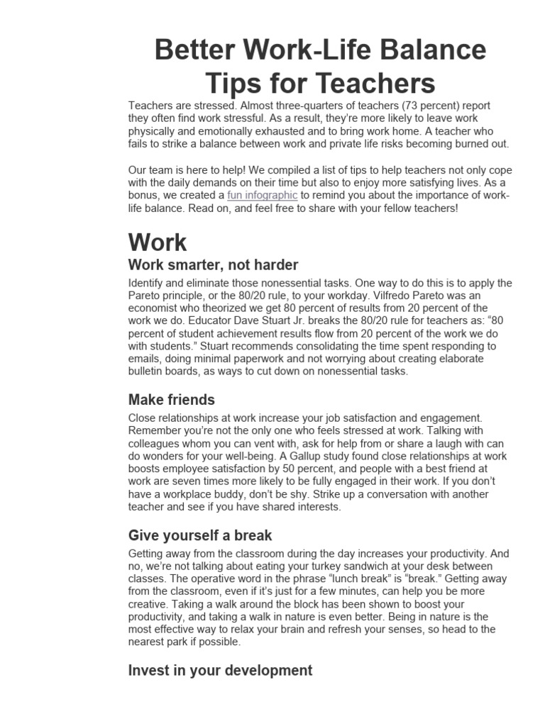 Balancing Work Life of Teachers | PDF | Teachers | Occupational Burnout