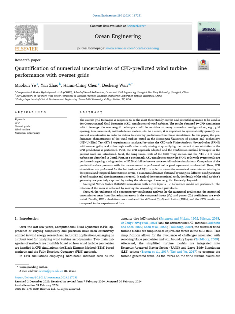 CFD Uncertainty in Wind Turbines | PDF | Computational Fluid Dynamics ...