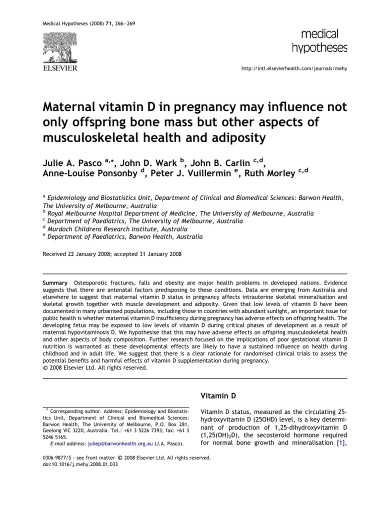 Maternal Vitamin D's Impact on Offspring Health | PDF | Vitamin D ...