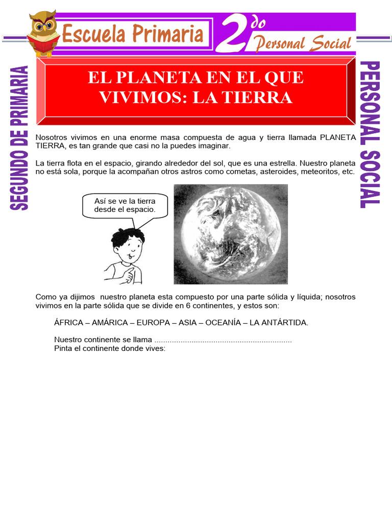 El Planeta en El Que Vivimos para Segundo de Primaria | Descargar ...