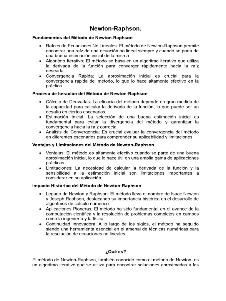 Método de Newton-Raphson: Guía Completa | PDF | Método científico ...