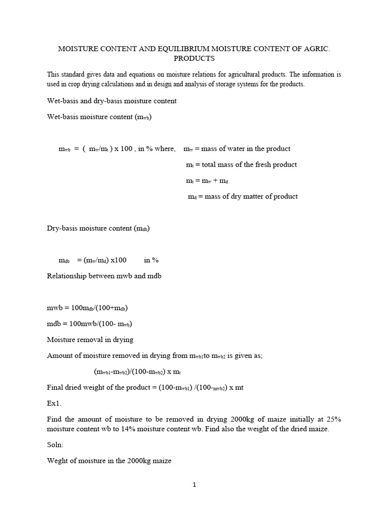 Equilibrium Moisture Content in Agriculture | PDF | Humidity | Thermometer