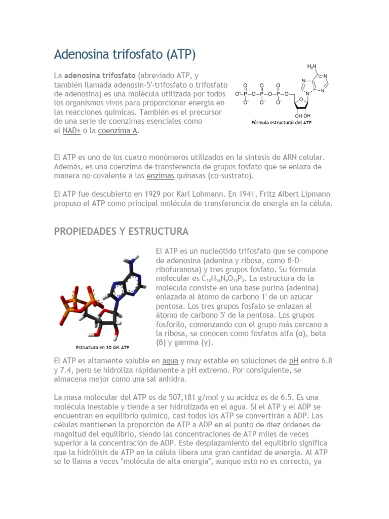 atp | PDF | Trifosfato de adenosina | Transducción de señales