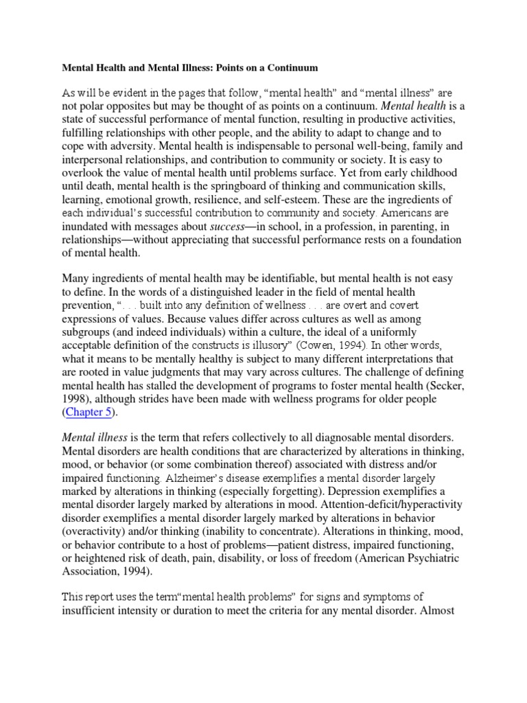 Understanding Mental Health Continuum | PDF | Mental Disorder | Mental ...