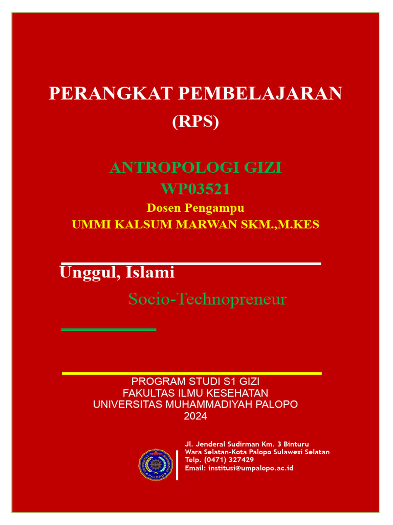 ANTROPOLOGI GIZI RPS Terbaru 2024 UKM | PDF