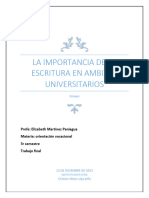 La Importancia de La Escritura en Ambitos Universitarios