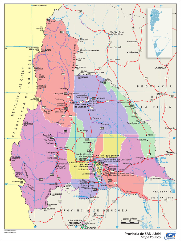 Mapa Político de San Juan, Argentina | PDF