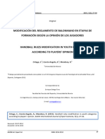 Modificación Del Reglamento de Balonmano en Etapas de Formación Según La Opinión de Los Jugadores