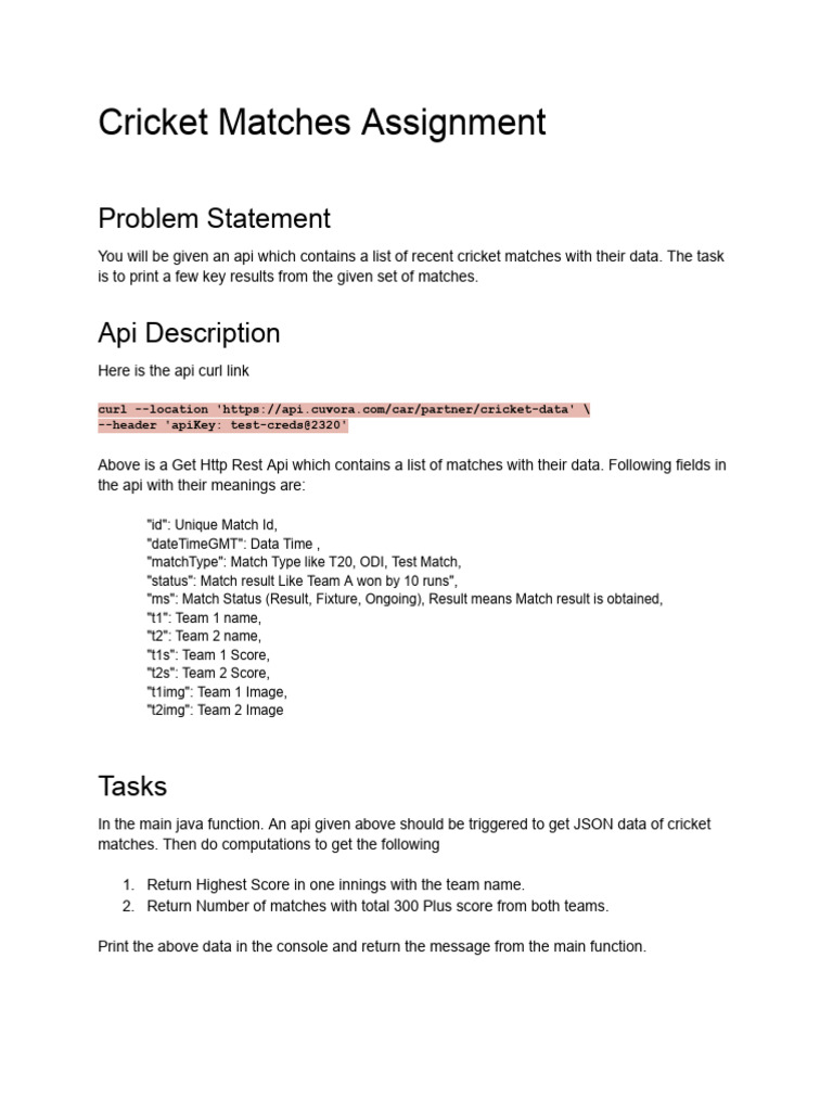 Cricket Match Data Analysis Assignment | PDF