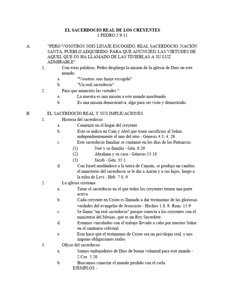 El Sacerdocio Real de Los Creyentes PDF Sacerdote Jesús