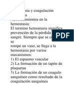 Hemostasia y Coagulación Sanguínea