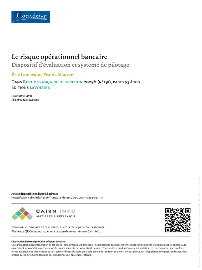 Évaluation des risques opérationnels bancaires | PDF | Risque ...