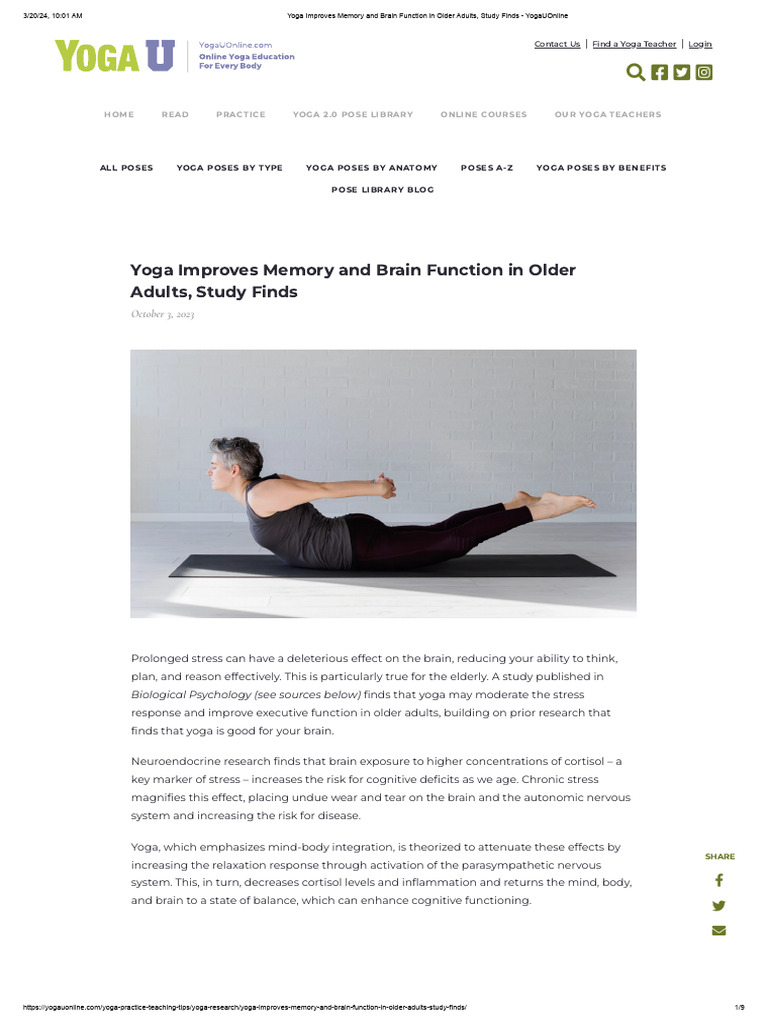 Yoga Improves Memory and Brain Function in Older Adults, Study Finds ...
