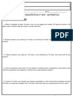 Avaliação 4º Ano Matemática Diagnóstica 1