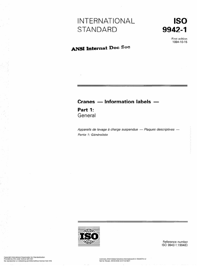ISO 9942 - 1 Crane Information Labels | PDF | International ...