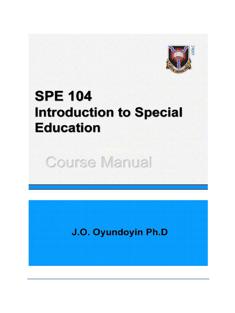 Spe 104 1 | PDF | Special Education | Intellectual Disability