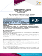 Guía de Actividades y Rúbrica de Evaluación - Unidad 2 - Tarea 2 - Diseñar La Propuesta de Trabajo de Grado