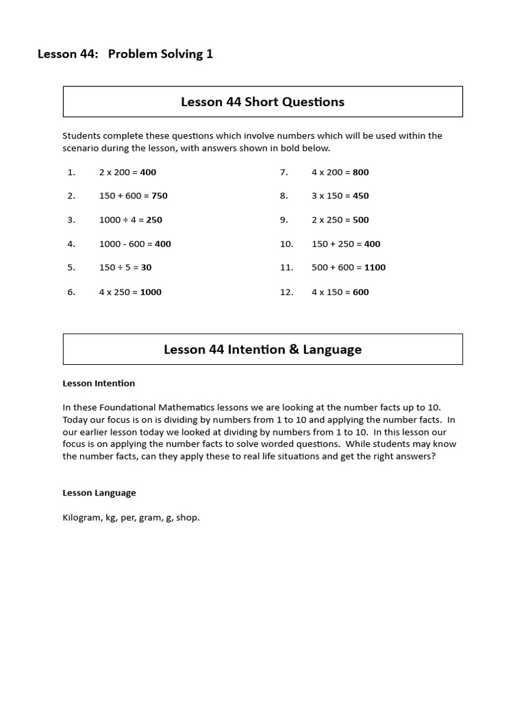 Math Problem Solving & Shopping Lesson | PDF