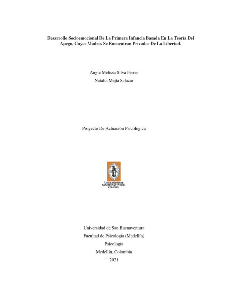 Apego y Desarrollo Infantil en Madres Presas | PDF | Teoría de apego ...