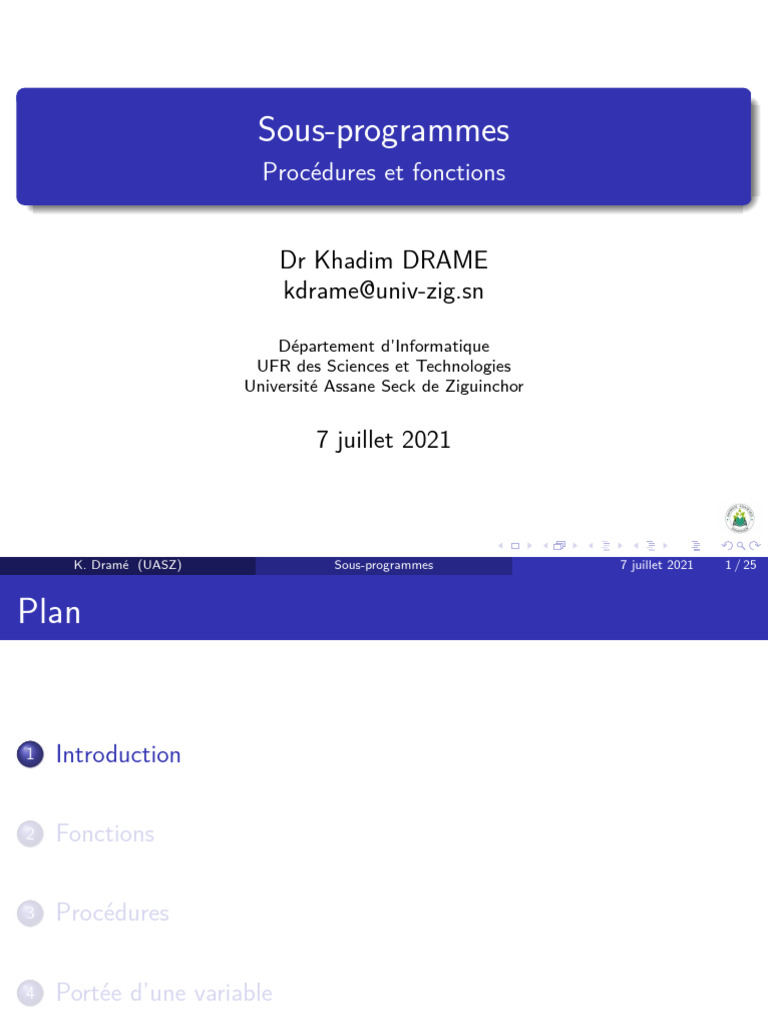Sous-programmes en programmation Pascal | PDF | Programme informatique ...