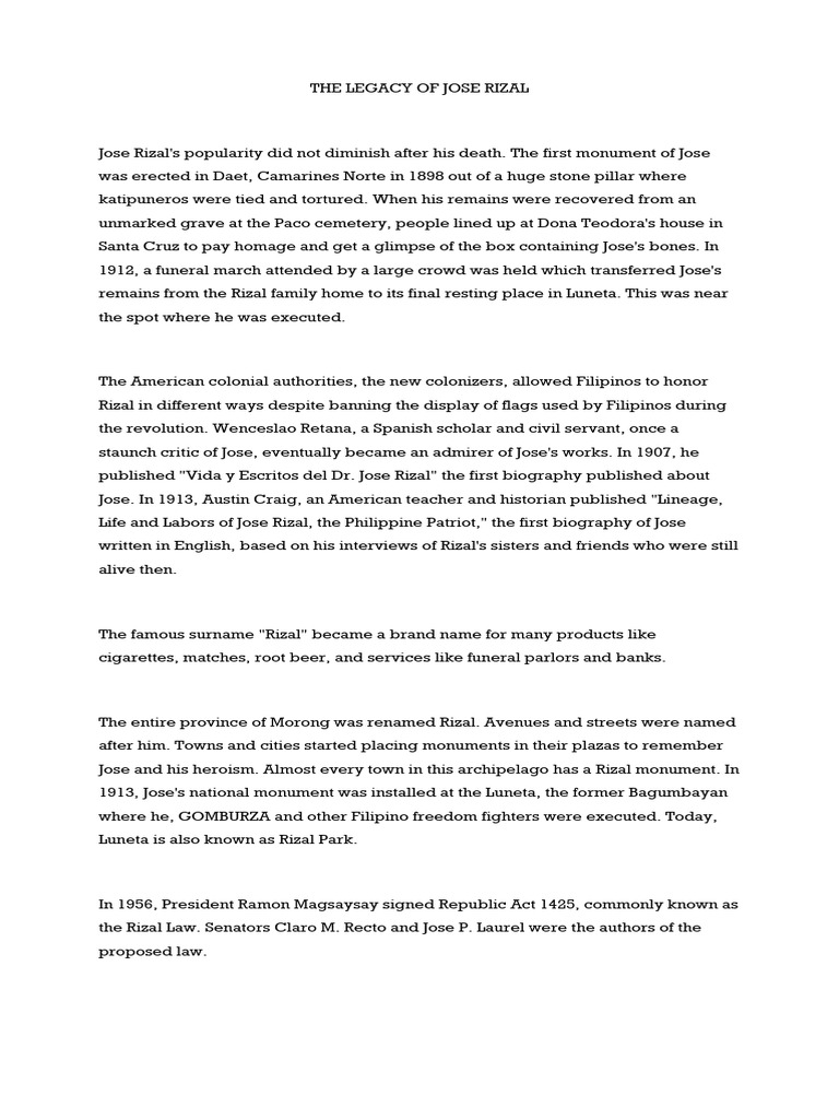 The Enduring Legacy of Jose Rizal | PDF | Philippines