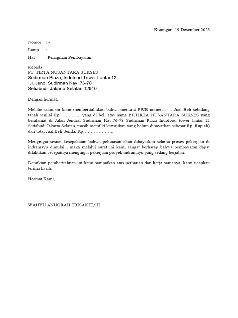 Surat Penagihan Docx | PDF