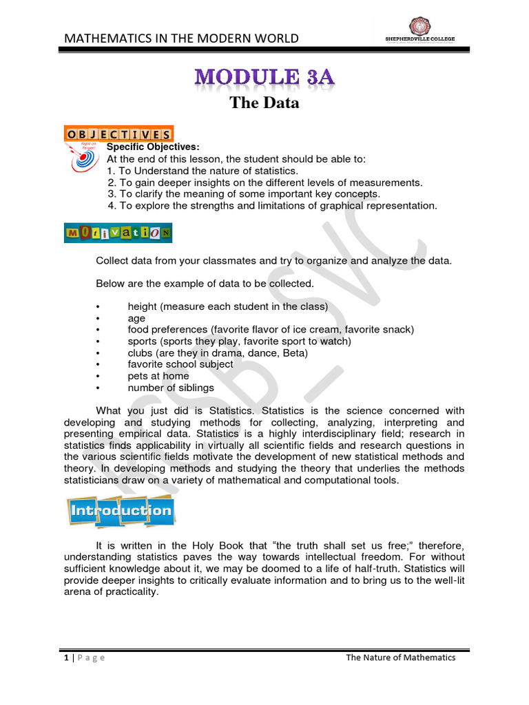 Mathematics in The Modern World-Module 3a | PDF | Level Of Measurement ...