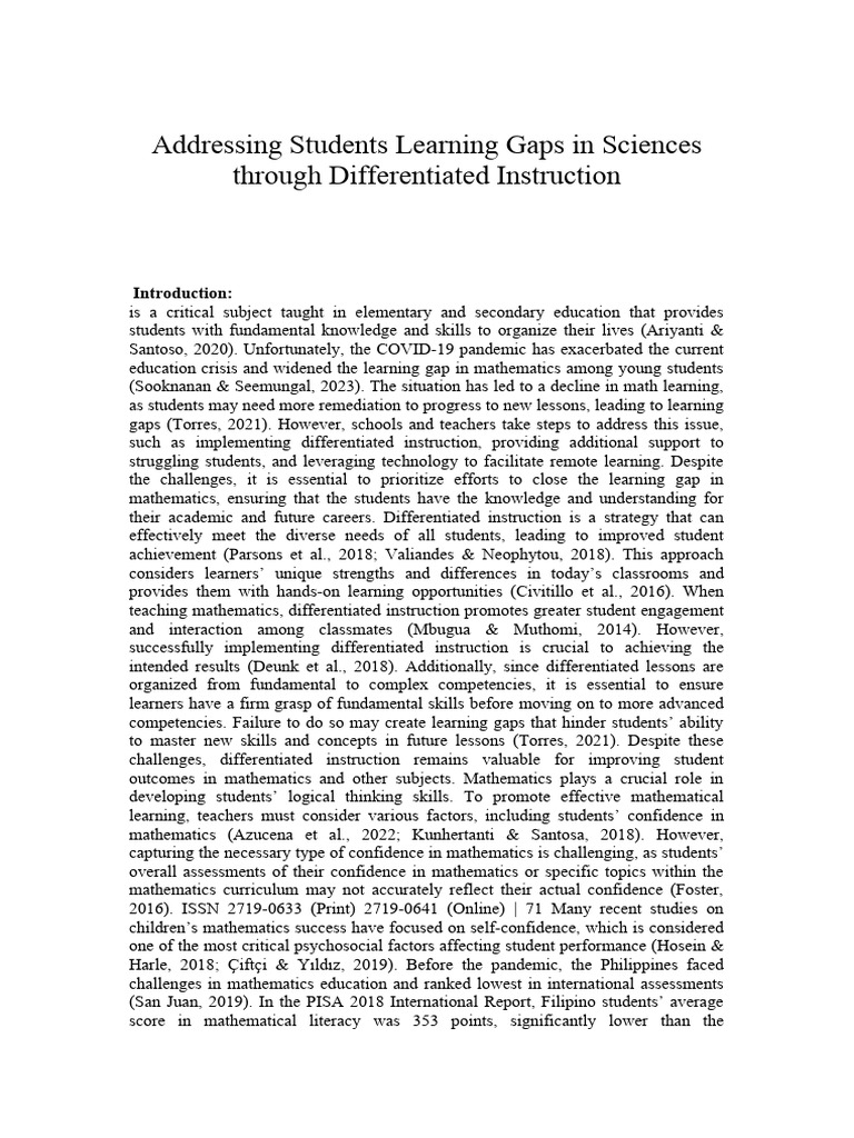 Closing Math Learning Gaps with Differentiation | PDF