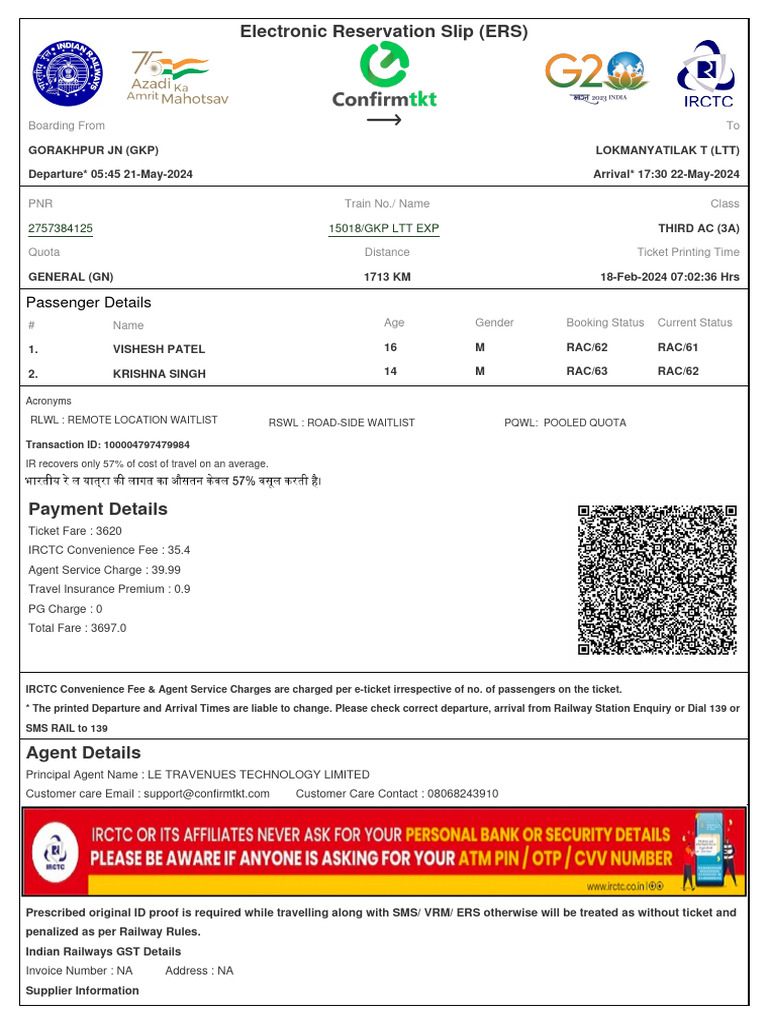 Train Ticket TK445965244P27 | PDF | Identity Document