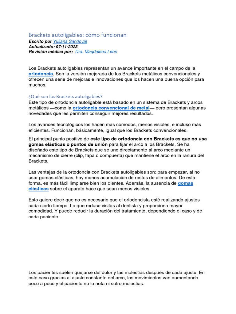 Brackets autoligables cómo funcionan PDF Ortodoncia Anatomia dental
