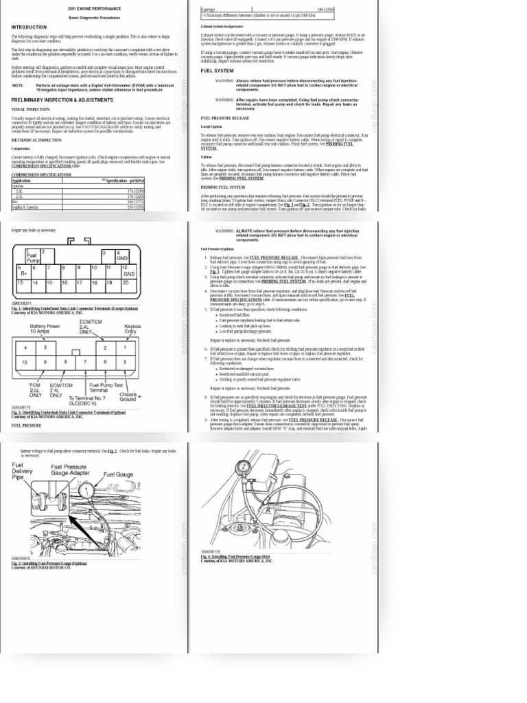2001 Rio - Basic Diagnostic Procedures - PDF Download | PDF