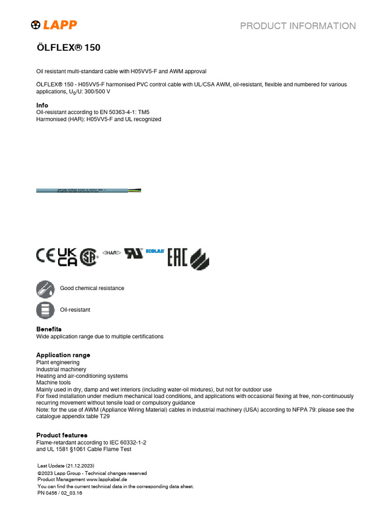 Lapp Pro18en | PDF | Electrical Wiring | Wire
