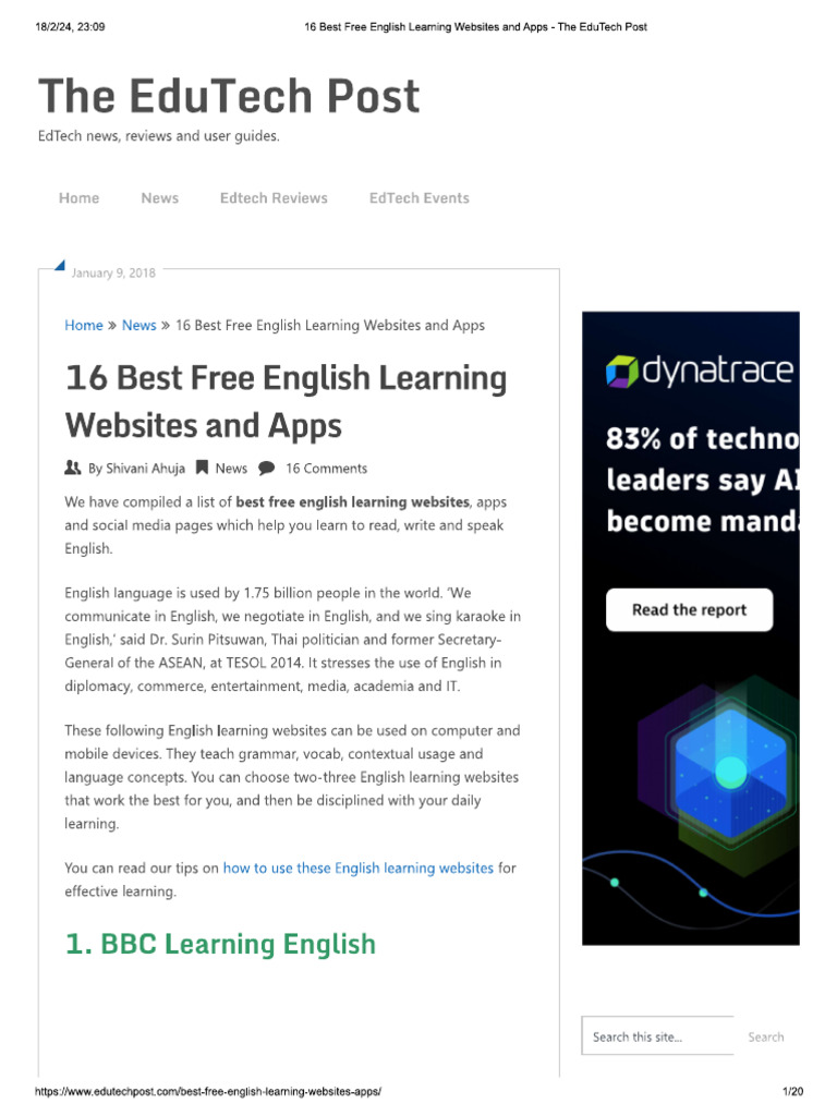 Websites To Learn English | PDF
