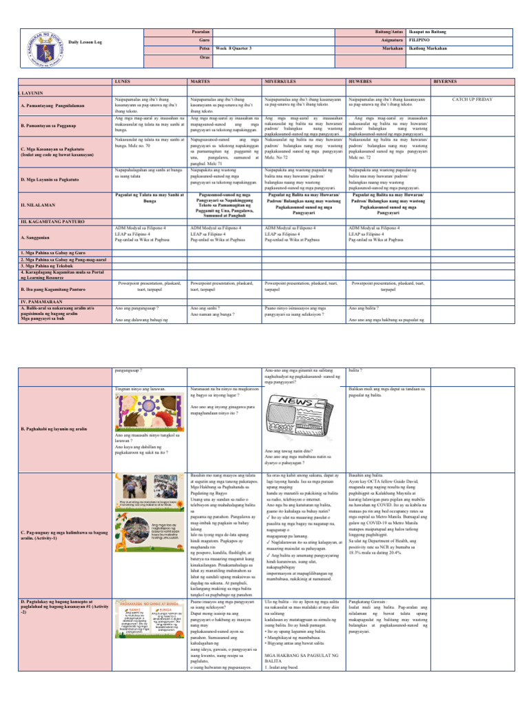 Filipino 4 - Q3 - W 8 DLL | PDF